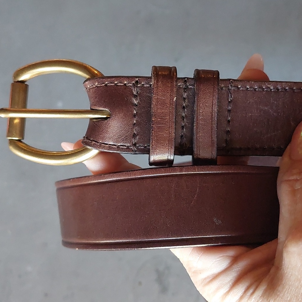 Ralph Lauren Brown Leather Belt with Gold Buckle - Picture 4 of 5